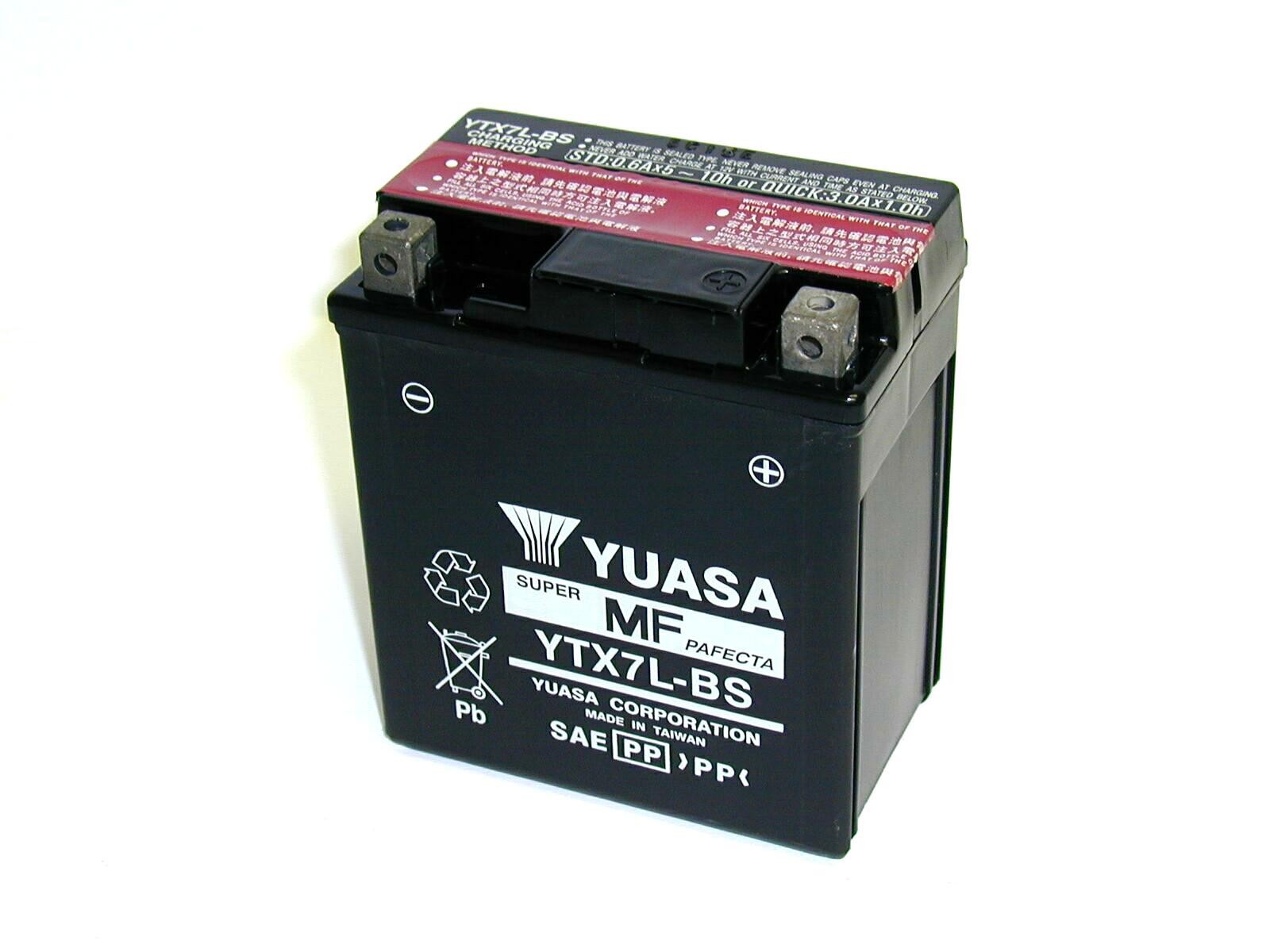 Batterie moto Yuasa 12V 6Ah sans entretien YTX7L-BS / GTX7L-BS / YTX7L -  Batteries Moto