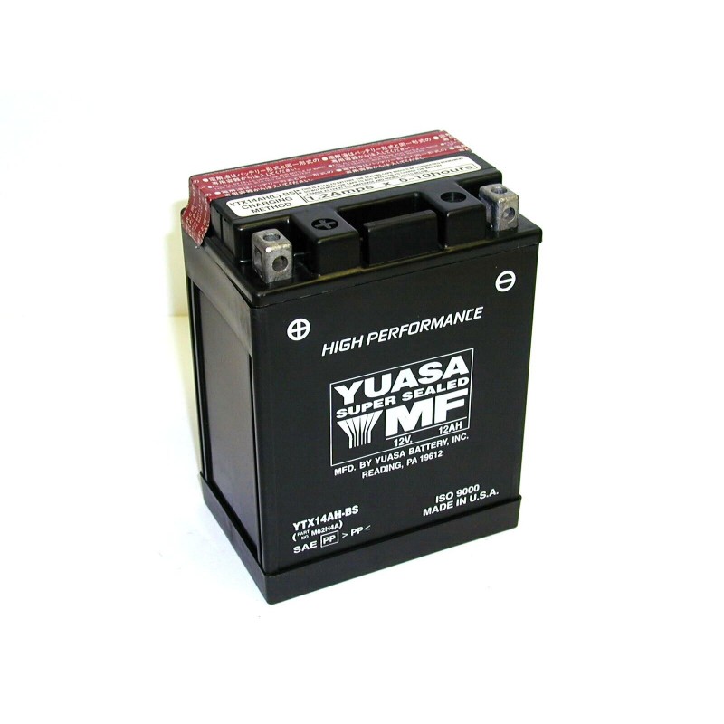 Batterie moto YUASA YTX14AH-BS 12V 12AH Haute Performance