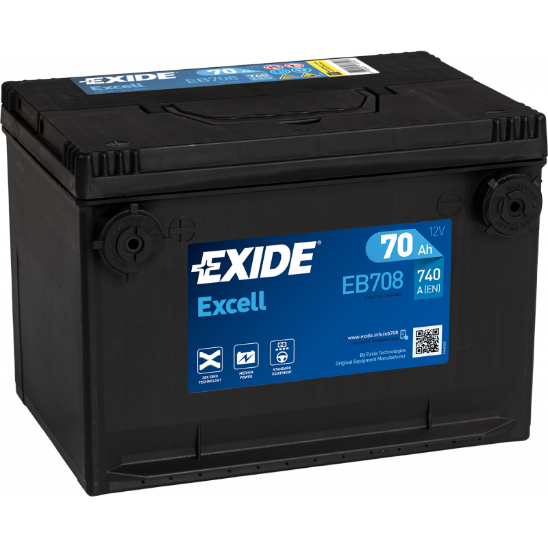 Batterie bornes US Exide Excell EB758 12V 75AH 770A